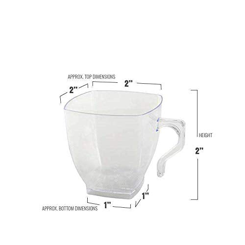 Kaya Clear Square Plastic Mini Coffee Tea Cups (2 Oz., Pack Of 12) - Elegant & Convenient Design - Ideal For Celebrations, Gathe