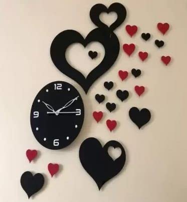 Kadio Analog 25 Cm X 25 Cm Wall Clock (Black, Without Glass, Standard)