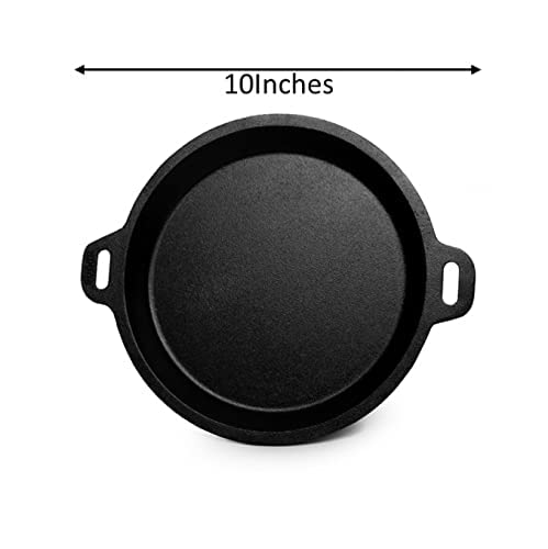 EUGOR Now in India Pre-Seasoned Cast Iron 9 Inch Frying Pan with Toughened Glass Lid