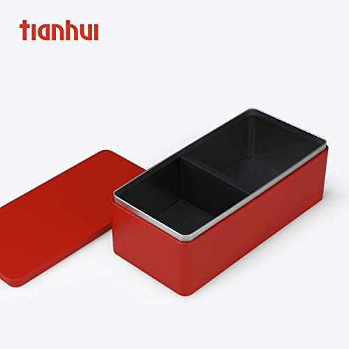 Tianhui Food Storage Containers Tin Box With Airtight Lids Kitchen Pantry Organization Metal Box, Chinese Red, S