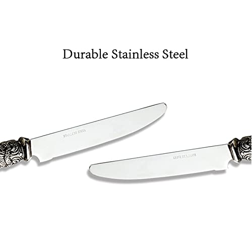 Cathylin 20-Piece 18/10 Stainless Steel Vintage Flatware Set With White Handle,Sliverware Set Service For 4,Dishwasher Safe (20,