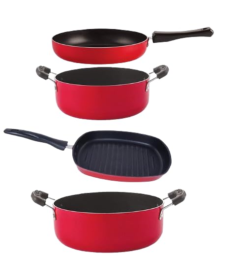 Nirlon Cookware Aluminium Non Stick Gift Cooking Set Of 4 Pieces (Fp10_Cs22_Gp22.5_Cs24)