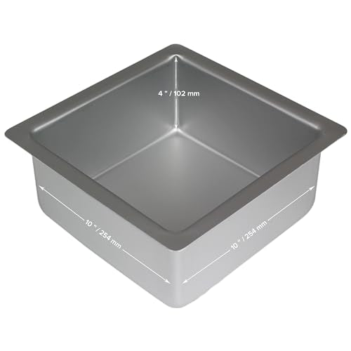 Pme Professional Aluminum Baking Pan, Square 10 X 4, Standard, Silver