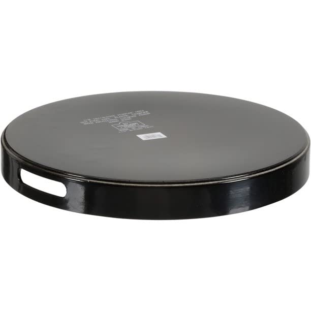 10 Strawberry Street 13.5'' Lacquer Round Serving Tray With Handles, Black