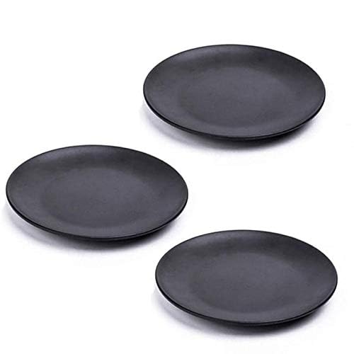 Mengbaobao Set Of 3 Black 7 Inch Melamine Ware Dinner Plates Dishes Dinnerware Unbreakable