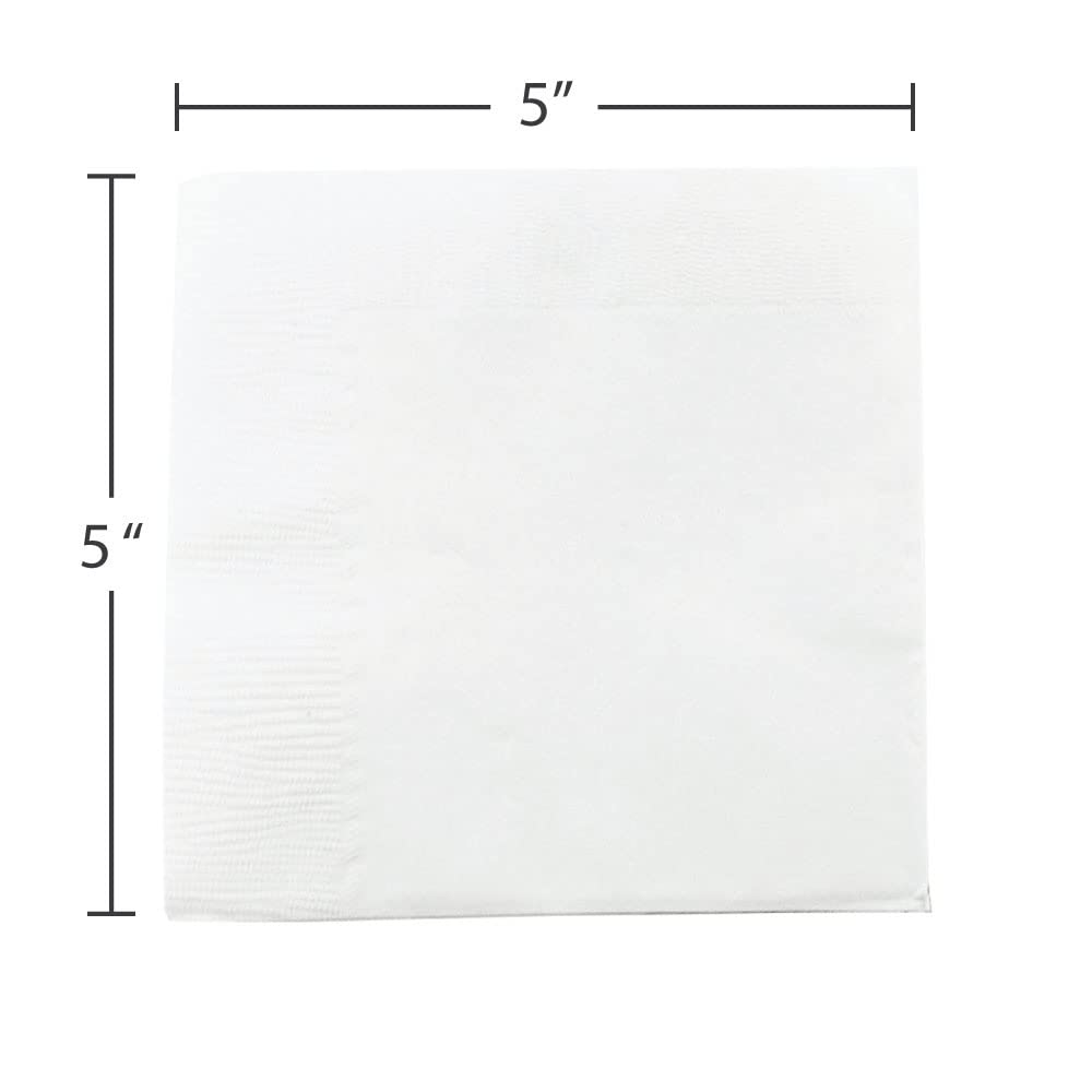 Jam Paper Small Beverage Napkins - 5 X 5 - White - 50/Pack