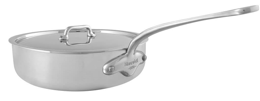 Mauviel MUrban 24cm/9.5 w/lid Cast SS Handle Tri-Ply saute pan, Brushed Stainless Steel