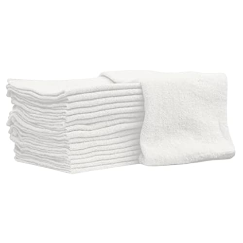 Nabob Wipers Auto Mechanic Shop Towels 25 Pack Shop Rags 100% Cotton Size 14''X14'' Commercial Grade?(25?Pack,?White)