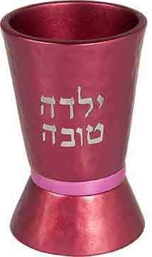 Yair Emanuel Hammered Nickel Girl'S Kiddush Cup - Pink (Yto-4)