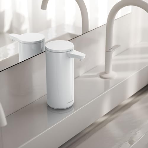 simplehuman Touch-Free Automatic Sensor Pump - 9 oz. Rechargeable, White Stainless Steel, Model ST1085