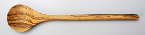 Naturally Med - Olive Wood Wooden Cooking Spoon 12''. Handcrafted In Tunisia. Spoon For Non Stick Pans. Olive Wood Kitchen Spoon