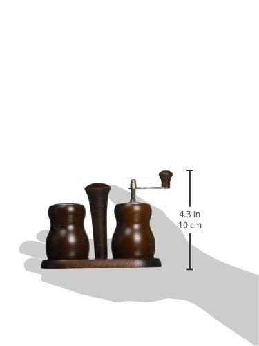 Bisetti Cuneo Wood Pepper Mill And Salt Shaker Set, 3.94-Inch, Walnut