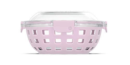 Ello Duraglass Food Storage Glass Lunch Bowl Container - Meal Prep Container With Silicone Sleeve And Airtight Lid, 5 Cup, Cashm