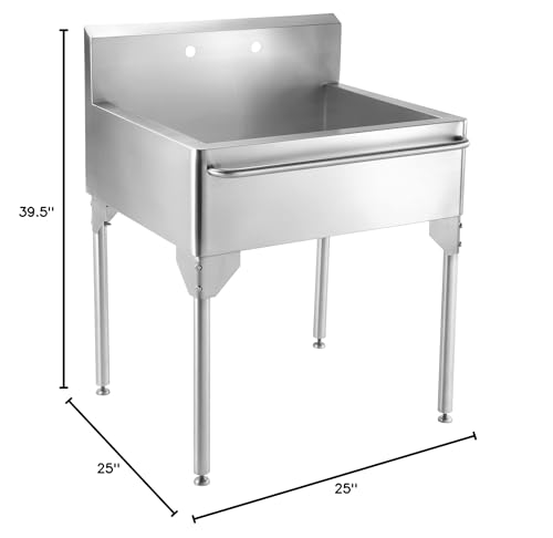 Whitehaus Wh302510-Np Pearlhaus Single Bowl Commercial Freestanding Utility Sink With Towel Bar