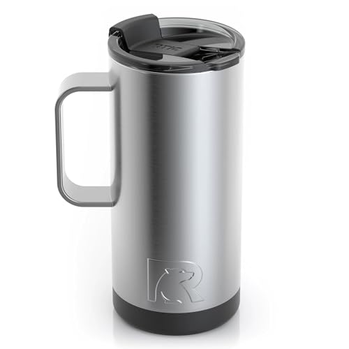 Rtic 16 Oz Coffee Travel Mug With Lid And Handle, Stainless Steel Vacuum-Insulated Mugs, Leak, Spill Proof, Hot Beverage And Col
