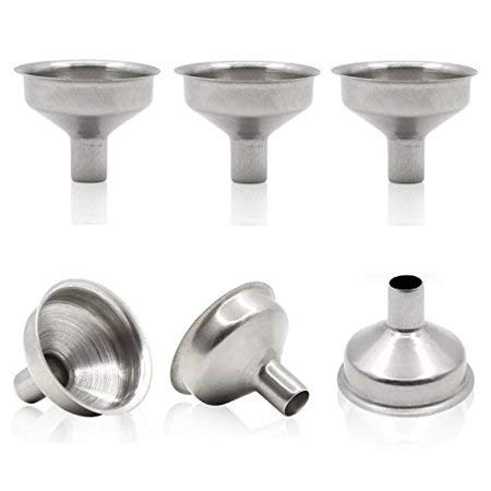 Handy Basics 6 Pack Stainless Steel Mini Funnels for Miniature Bottles, Essential Oil Bottles, Amber Bottles, Flasks, DIY Lipbal