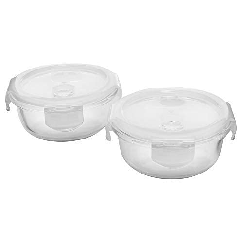 Cutting Edge 400Ml Air Vent Round Borosilicate Glass ContainerSet Of 2