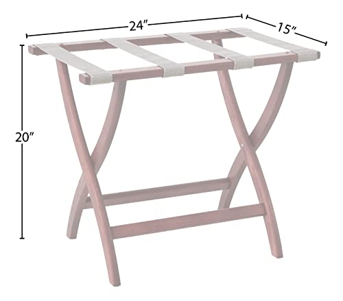 Wooden Mallet Designer Curve Leg Luggage Rack  Grey Straps  Mahogany