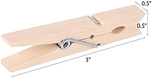 500pcs Large Wooden Clothespins - Heavy Duty Wood Pegs Clothes Pins for Laundry Hanging Clothing - Wood Pins for DIY Crafts