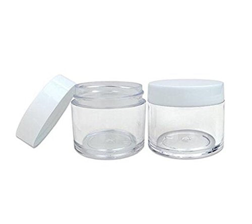 ericotry 12PCS 30g 30ml/1oz Refillable Plastic Round Clear Jars with Screw Cap Lid Empty Cosmetic Jars Lot Containers for Makeup Eye Shadow Nails Powder Handmade Lip Scrubs (White Lid)