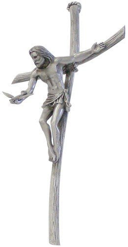 Gift of The Spirit Crucifix Genuine Pewter Wall Cross Jesus with Dove in Hand