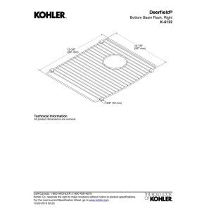 Kohler Deerfield Sink Right Basin Sink Rack, Stainless Steel, 15-3/8'' X 13-1/16''