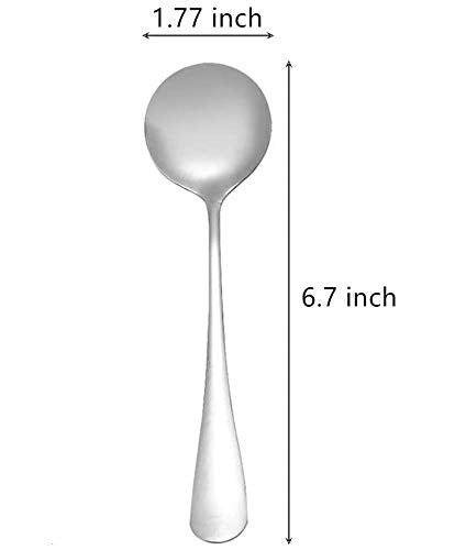 10 Piece Soup Spoons, Round Stainless Steel Bouillon Spoons Round Spoons 6.7 Inch