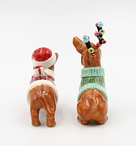 Cosmos Gifts 57013 Christmas Dachshund Dogs Salt And Pepper Shaker, Multicolor, 3 3/8'' X 1 5/8'' X 3 7/8''H