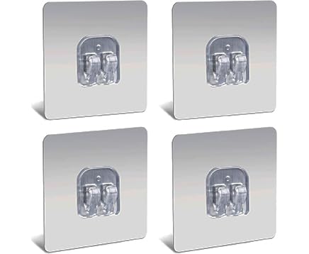 Oslen Magic Plastic Adhesive Sticker For Bathroom Wall Self Corner Shelves For Bathroom Wall Self Corner Shelves, Silver, (Pack 