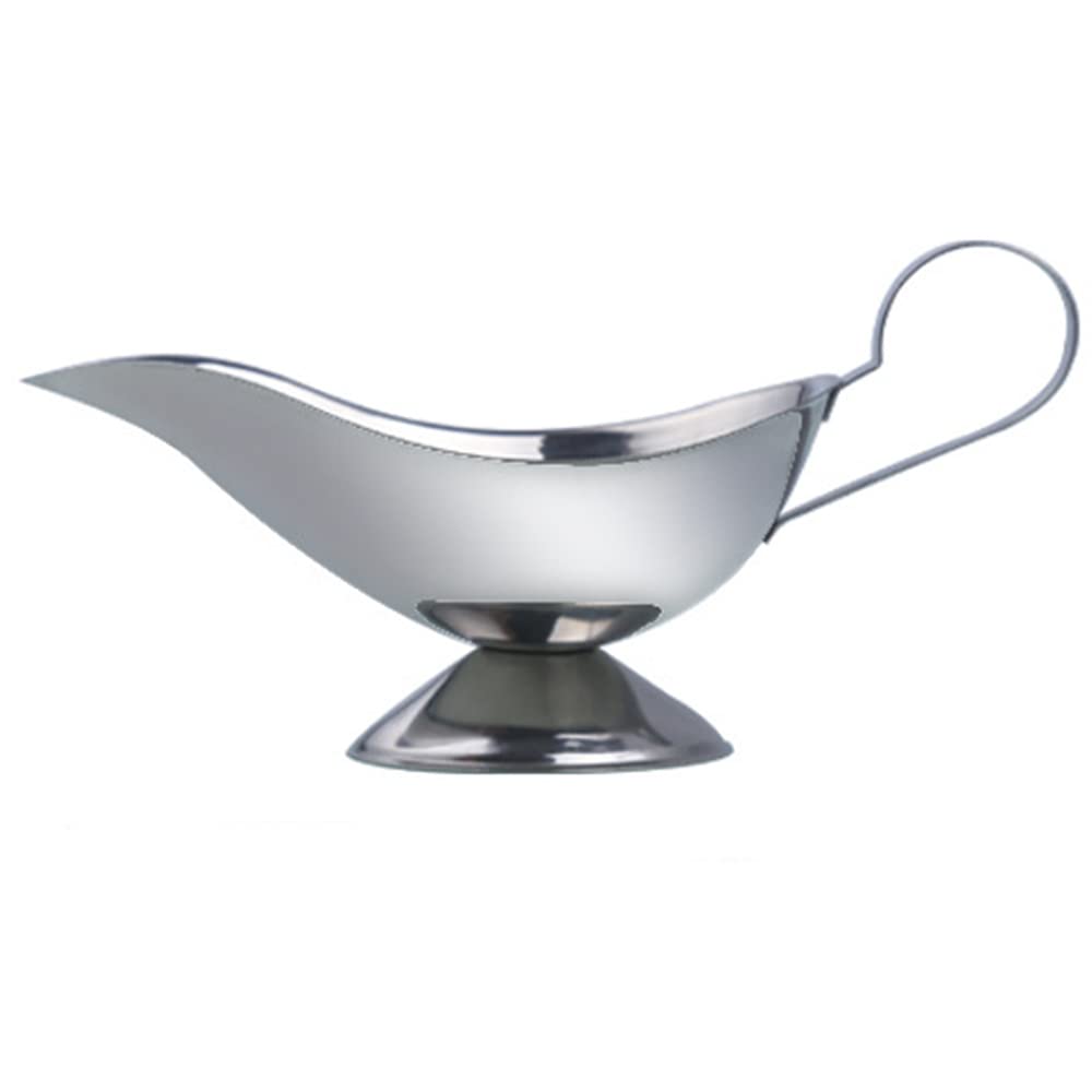 Stainless Steel Gravy Boat Roasting Sauce Dish Dispenser With Tray For Sauces For Thick Sauces Salad Dressings For Home Cafe Res