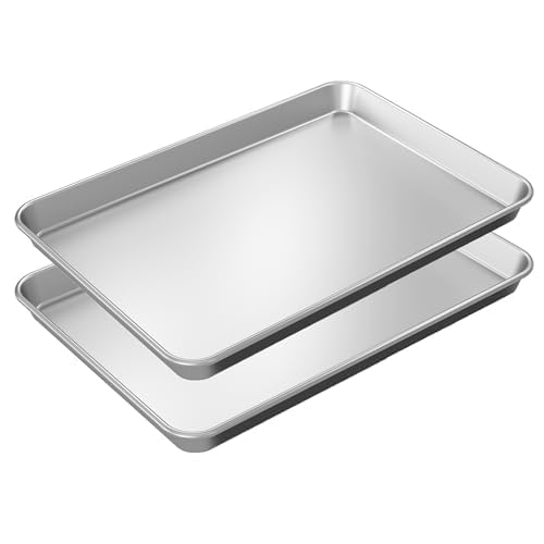 Kitchen Nerds Baking Sheet Pan 2 Pack, 9 X 13 In Rust Free Quarter Sheet Pan For Baking, Warp Resistant, Food Grade Aluminum, Ve