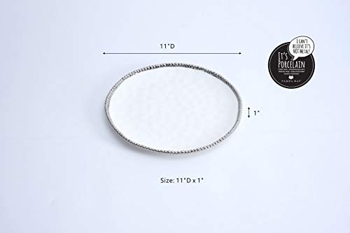 Pampa Bay Porcelain Round Dinner Plate White With Silver Trim (1)