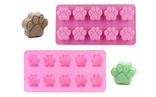 2 Pack Value Silicone Molds Mini Pet Paw Print Animal Paw Print for Homemade Dog Treats  Baking Chocolate Candy  Oven Microwave Freezer Safe (Mini Paw (2 Pack))