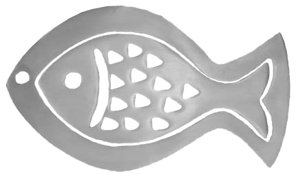 Yair Emanuel Two Piece Fish Trivet - Anodized Aluminum, Silver, Model MHD-2 for Hot Dishes