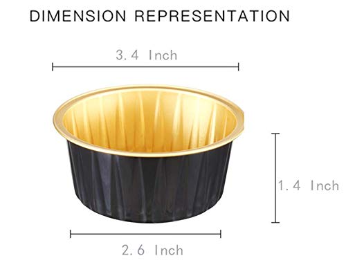 Keisen 3 2/5'' Mini Disposable Aluminum Foil Cups 125Ml 100/Pk 4Oz For Muffin Cupcake Baking Bake Utility Ramekin Cup (Black)