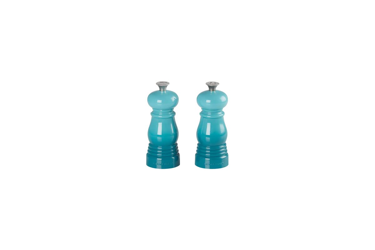 Le Creuset Petite Salt and Pepper Mill Set  5'' x 2'' each  Caribbean  Small