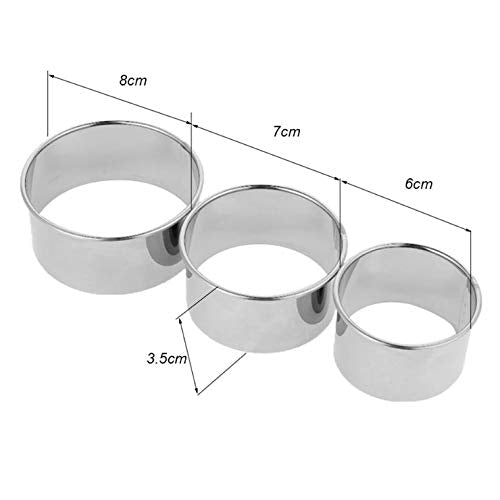 A Set Of 3Pcs Stainless Steel Dumplings Skin Cutter Packing Tool (8Cm,7Cm,6Cm) Biscuit Plain Edge Round Maker Chinese Dumpling C
