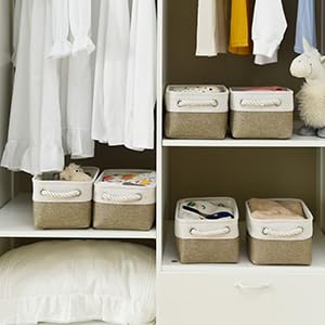 Thewarmhome Storage Basket For Organizing - 1 Pack 12X8X5.2 Inch Baskets For Gifts Empty With Handles, Fabric Storage Cubes For