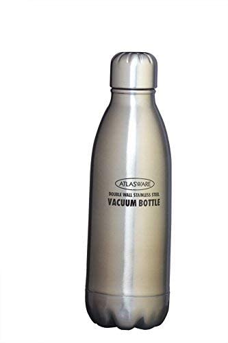 Atlasware Stainless Steel Vacuum Insulated Water Bottle | Durable BPAFree Leakproof Double Wall Hot and Cold Tea Thermos Flask 