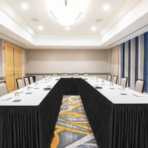 14ft Black Table Skirts for Rectangle Tables Polyester Table Skirt Ruffle Tablecloth for Birthday Party Banquet Black Theme Party Wedding Bridal Shower Table Decorations