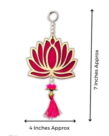 Craftomanic Handmade Wall Decor Lotus (18 Pcs - Pink) With Jhumki Style Hangings For Home Decor,Diwali Decor,Wedding And All Fes