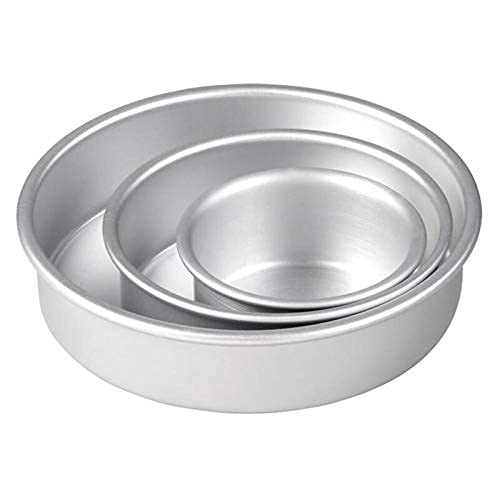 MS Enterprises Aluminium Baking Round Cake Pan/Mould for Microwave Oven  6, 7, 8 Diameter x 2.25 Height for 0.5/1/2 kg, Sil