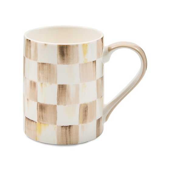 MACKENZIECHILDS Porcelain Mug, BrownandWhite Mocha Check