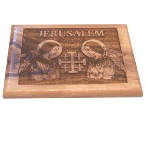 Jerusalem Cross - Angels Magnet - Olive Wood (6X4 Cm Or 2.4X1.6)