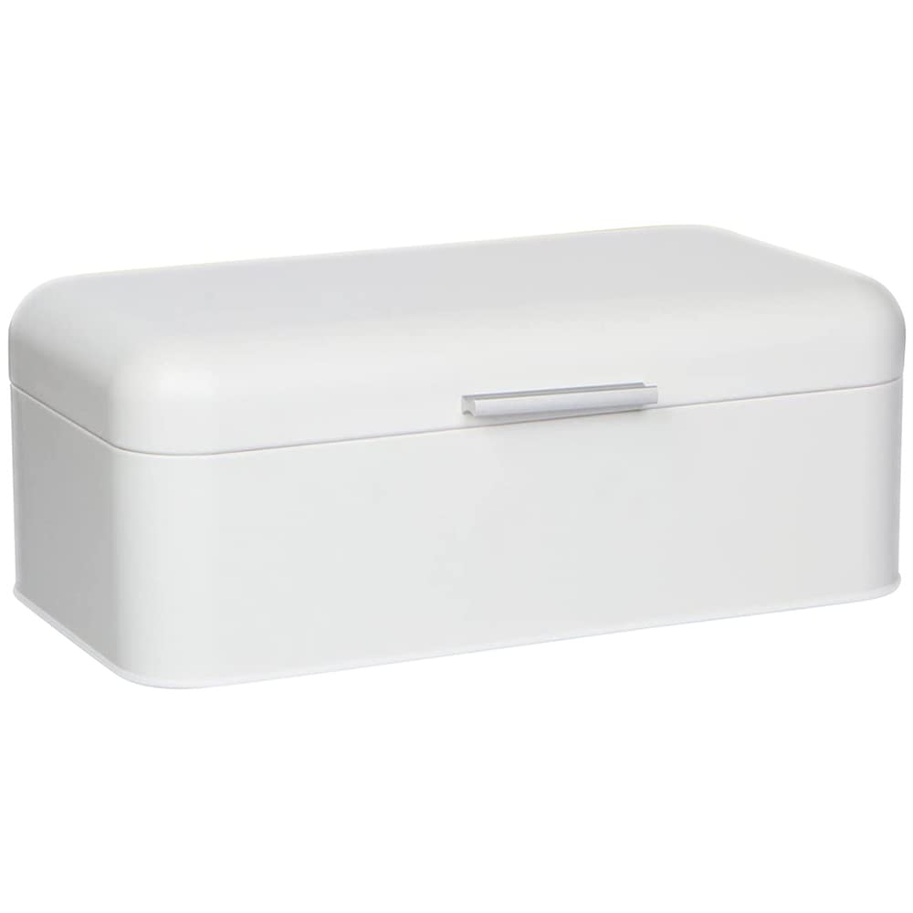 Culinary Couture Extra Large White Bread Box For Kitchen Countertop - Holds 2 Bread Loaves! - 16.5'' X 9'' X 6.5'' - Stainless S