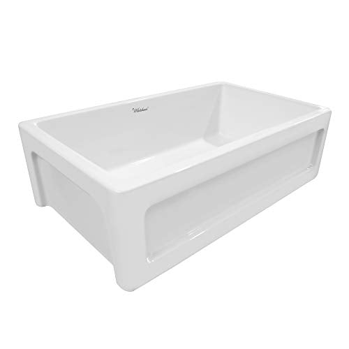 Whitehaus Collection Whq5550-White Glencove 33'' Front Apron Fireclay Kitchen Sink, White