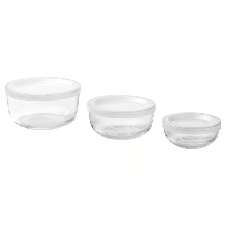 Stork Bestmma Food Container With Lid, Tempered Glass, Stackable, MicrowaveSafe (Food Container With Lid, Set Of 3)