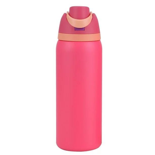 Stainless Steel Water Bottle 32 Oz With Flip Lid And Carry Loop (Pink, 960 Ml)