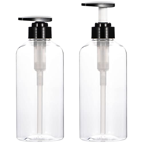Yebeauty 2 Pack Clear Pump Bottles 17oz/500ml  Empty Plastic Lotion Bottle Pump Dispenser with Pump Refillable