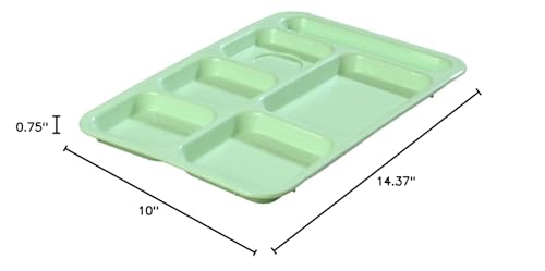 Carlisle Foodservice Products P614R09 Right-Hand 6-Compartment Polypropylene Tray, 10'' X 14'', Green